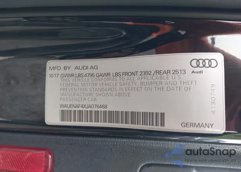 2018 Audi A4 2.0T Premium/2.0T Tech Premium из США, поврежденный, VIN WAUENAF4XJA076468